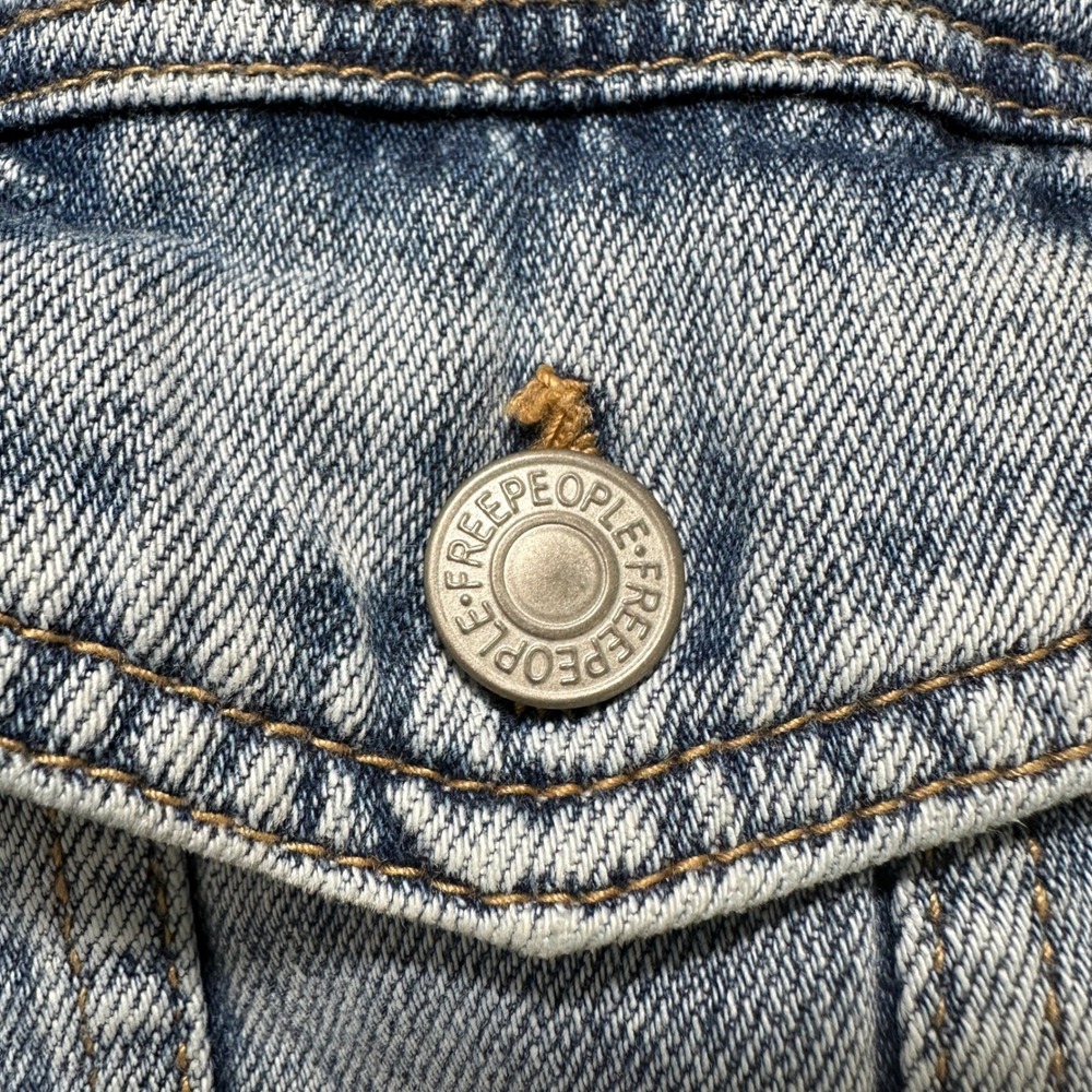 Free People Womens Light Wash Denim Trucker Jacket Blue OB808197 Size S - Picture 4 of 13